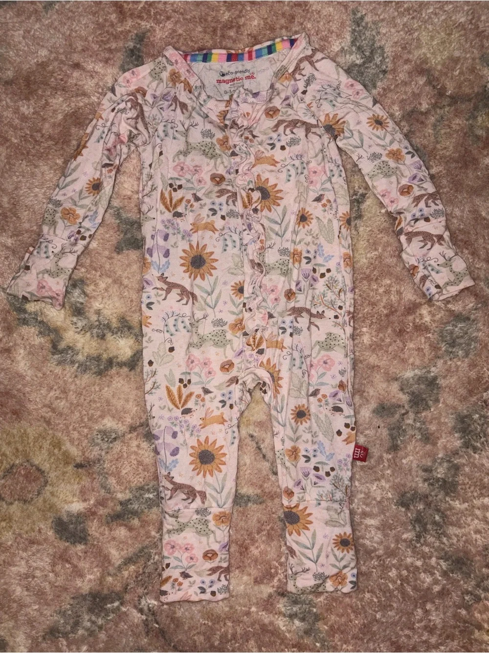 Magnetic Me Pink Floral Woodland Print Baby Pajamas